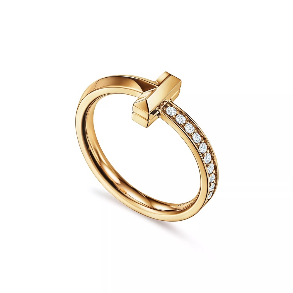 Tiffany & Co. Gold Cross Pavé Diamond Band